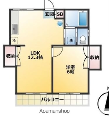 コーポサニー[1LDK/36m2]の間取図