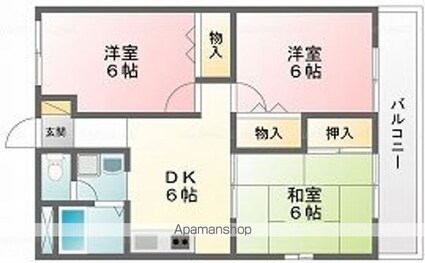 コア柏島[3DK/54.77m2]の間取図