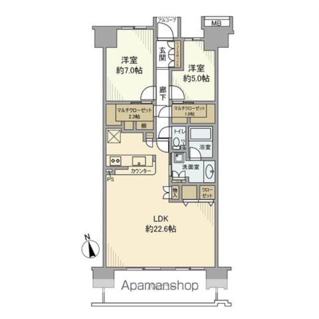 グレイディア[2LDK/80.46m2]の間取図