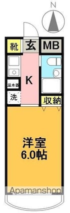 東京都世田谷区大原２丁目[1K/17.88m2]の間取図