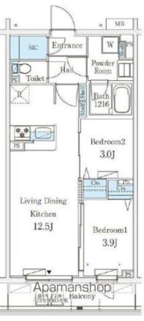 東京都杉並区堀ノ内２丁目[2LDK/45.26m2]の間取図