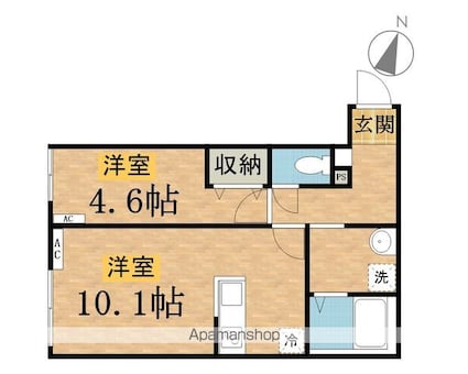 カインドネス西八王子台町[1LDK/37.16m2]の間取図