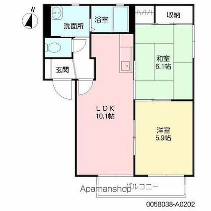 メルベイユ　Ａ棟[2LDK/50.04m2]の間取図