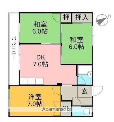 森マンション[3DK/60m2]の間取図