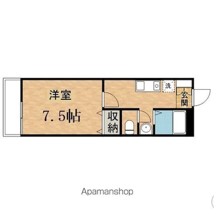 フラワーハイツクロダ[1K/25.68m2]の間取図