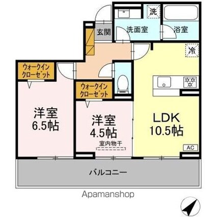 ハイクレスト[2LDK/53.33m2]の間取図