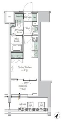 ＯＮＥ　ＲＯＯＦ　ＲＥＳＩＤＥＮＣＥ　ＴＡＭＡＣＨＩ[1DK/25.76m2]の間取図