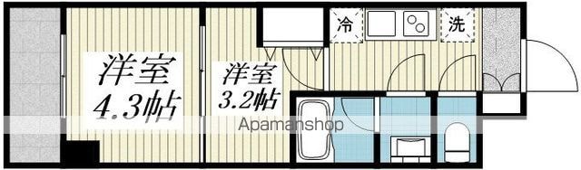 クレイシア立川[2K/25.54m2]の間取図