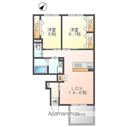 アルバ[2LDK/58.81m2]の間取図