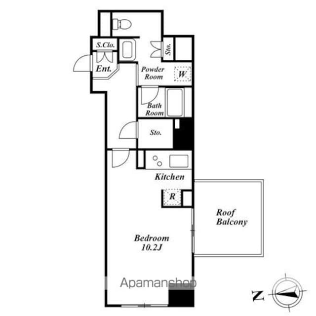 プレミアステージ内神田[1R/32.25m2]の間取図