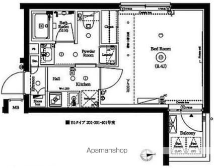 東京都杉並区梅里１丁目[1K/25.3m2]の間取図