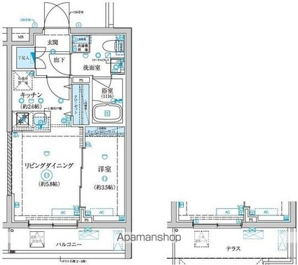 ベルシード王子神谷[1LDK/29.7m2]の間取図