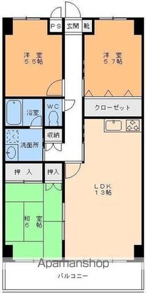 リビエール道後[3LDK/70.97m2]の間取図