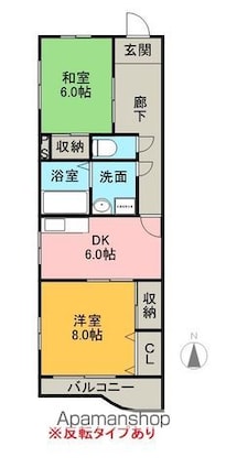 スリーハウス赤尾[2DK/55m2]の間取図