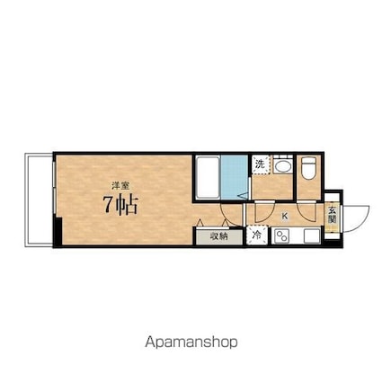 カリーノⅣ[1K/26.15m2]の間取図