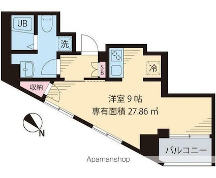 ポプリタウン小岩[1R/27.86m2]の間取図