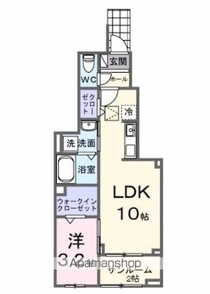 エアリーみとよ　Ⅱ[1LDK/38.52m2]の間取図