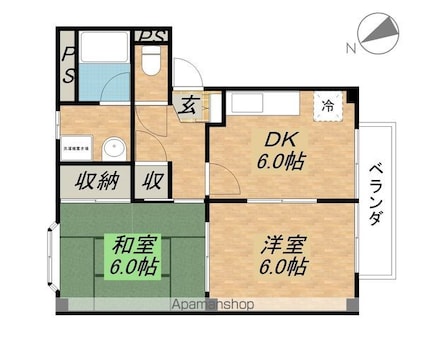 滋賀県彦根市小泉町[2DK/43.69m2]の間取図