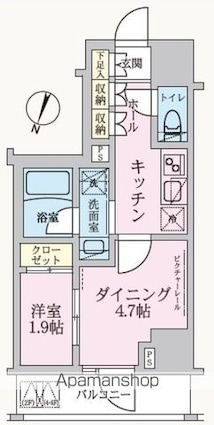 東京都杉並区方南２丁目[1DK/26.01m2]の間取図