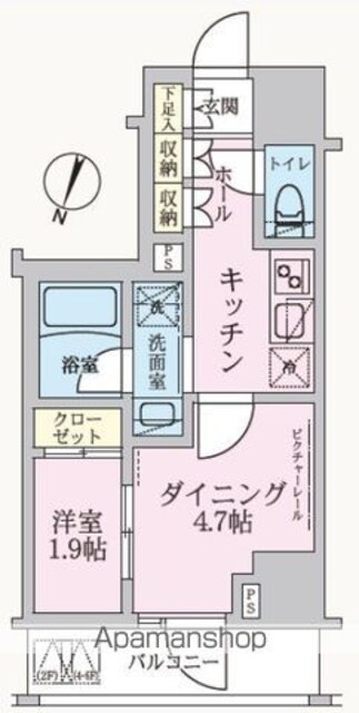 東京都杉並区方南２丁目[1DK/26.01m2]の間取図