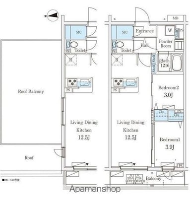 東京都杉並区堀ノ内２丁目[2LDK/45.26m2]の間取図