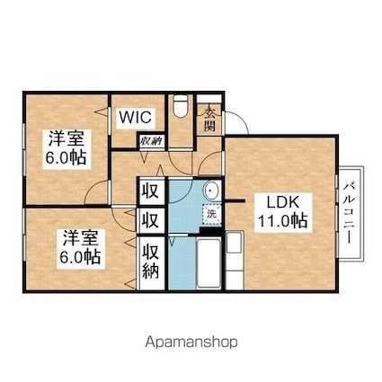 ウォーターリリー[2LDK/58.7m2]の間取図