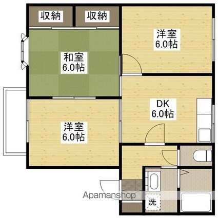 トランキル羽原Ｂ[3DK/53m2]の間取図