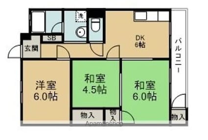 シャトウ福沢２号館[3DK/52.39m2]の間取図
