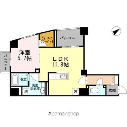 ポルト　ドゥ　ヴァンドーム[1LDK/45.93m2]の間取図