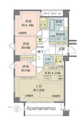 ザ・パークハウス千代田六番町[3LDK/105.94m2]の間取図