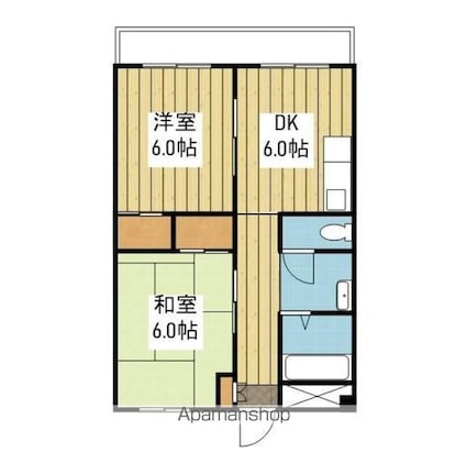 第１ミサワハイツ[2DK/50m2]の間取図
