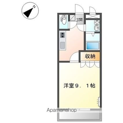 滋賀県彦根市高宮町[1K/30.98m2]の間取図