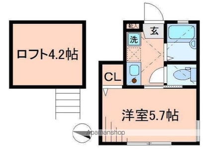 バーミープレイス阿佐ヶ谷Ⅱ[1K/17.01m2]の間取図