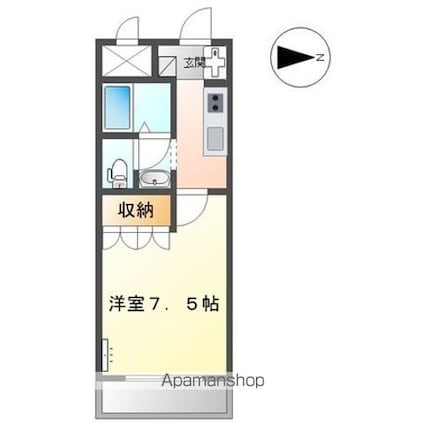 アビエスⅢ[1K/24.75m2]の間取図