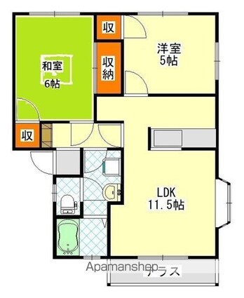 ハイツプリティウッド[2LDK/50.92m2]の間取図