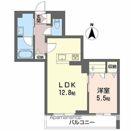 Ｓｅｒｄｉｎａ万世町[1LDK/46.37m2]の間取図