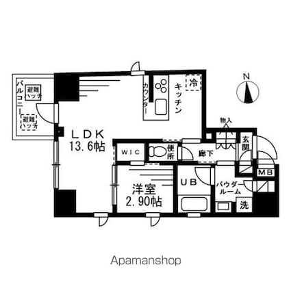 プライマル上野ＥＡＳＴ[1LDK/40.4m2]の間取図