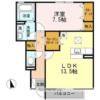 岡山県岡山市北区横井上[1LDK/55.05m2]の間取図