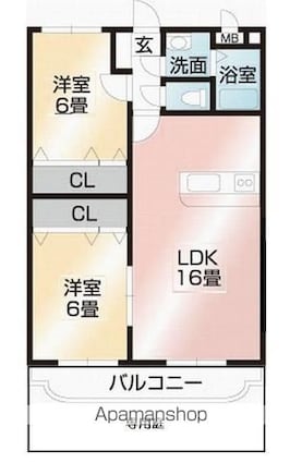 ユーミーアルシオン[2LDK/63.17m2]の間取図