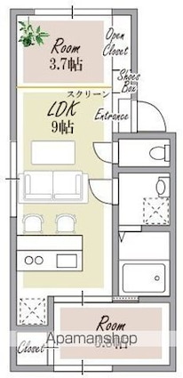 スタシア笹塚[2LDK/36.05m2]の間取図