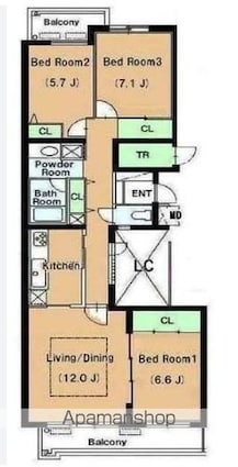 リュゼ経堂[3LDK/86.48m2]の間取図