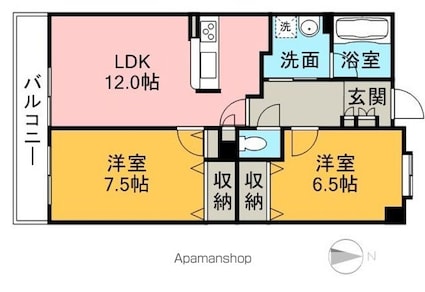 タロックス新居浜[2LDK/64.26m2]の間取図