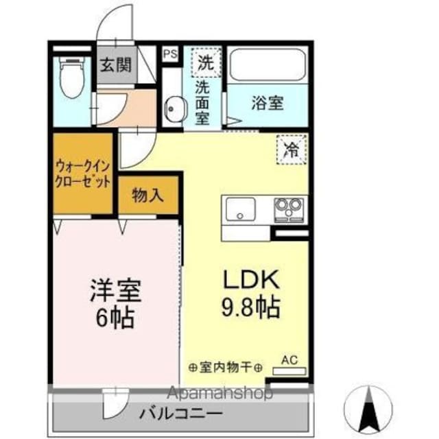 ボヌール西武立川[1LDK/40.19m2]の間取図