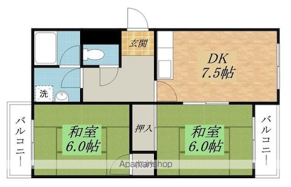 くきのハイツ[2DK/51.25m2]の間取図