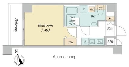 Ｎーｓｔａｇｅ　Ｎｉｓｈｉｋｕｎｉｔａｃｈｉ[1K/25.31m2]の間取図