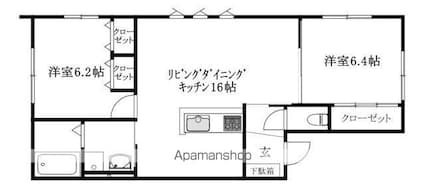 ＭＫＯ中須賀Ｄ[2LDK/63.45m2]の間取図