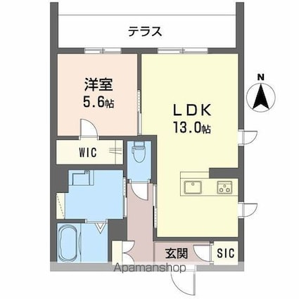 和歌山県和歌山市十三番丁[1LDK/49.5m2]の間取図