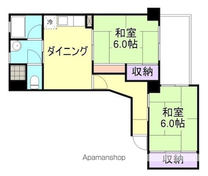 ＥＲＥＡ伏虎[2DK/51.4m2]の間取図