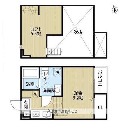 グランメゾン若葉[1R/20.66m2]の間取図