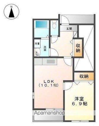 サンプレス比叡[1LDK/44.3m2]の間取図